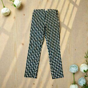 H&M Green Cream Patterned Triangle Print Ankle Pants Size US 8